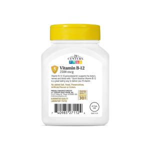21st Century Vitamin B-12, Sublingual, 2500 Mcg, Tablets