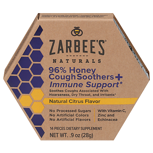 Zarbee's 96% Honey Cough Soothers + Immune Support Natural Citrus Flavor