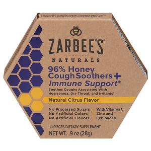 Zarbee's 96% Honey Cough Soothers + Immune Support Natural Citrus Flavor