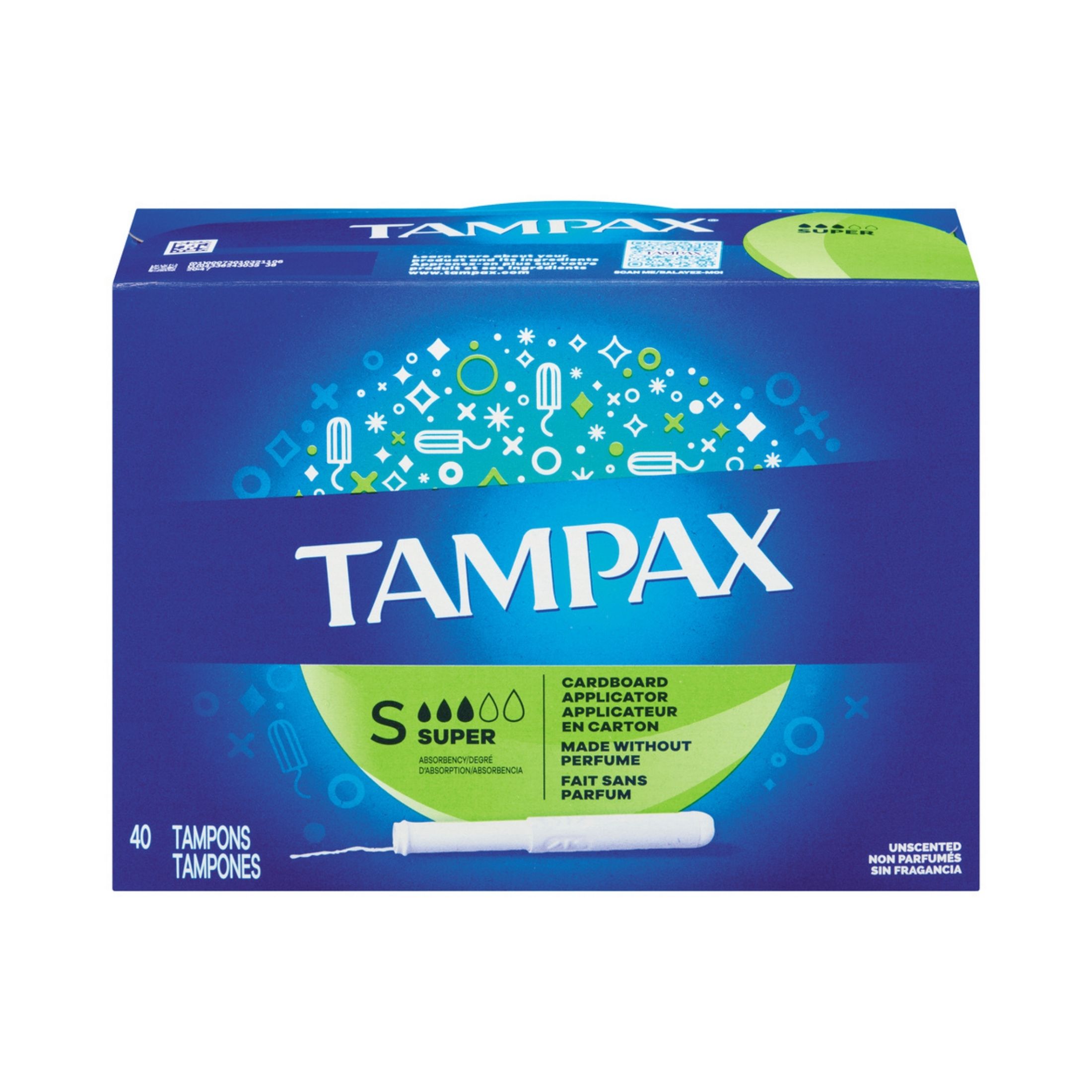 Tampax Tampons, Cardboard Applicator, Super Plus Absorbency, Unscented