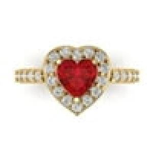 Clara Pucci 2.03ct Heart Cut Simulated Tourmaline 18k Yellow Gold Anniversary Engagement Halo Ring Size 5.5