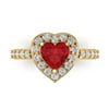Clara Pucci 2.03ct Heart Cut Simulated Tourmaline 18k Yellow Gold Anniversary Engagement Halo Ring Size 5.5