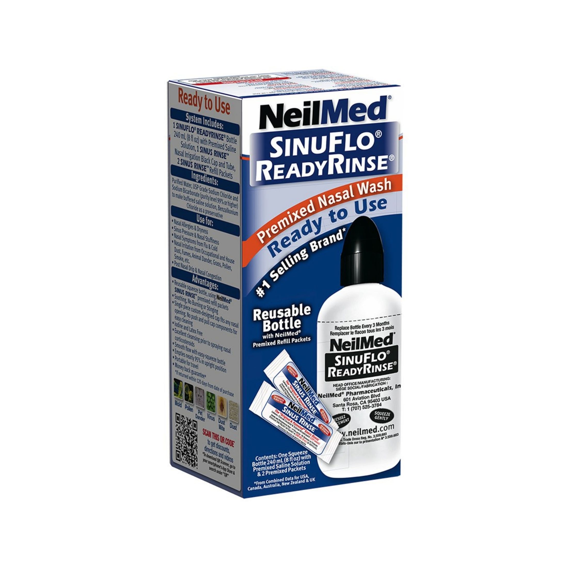 NeilMed Sinuflo Ready Rinse Premixed Nasal Wash Kit