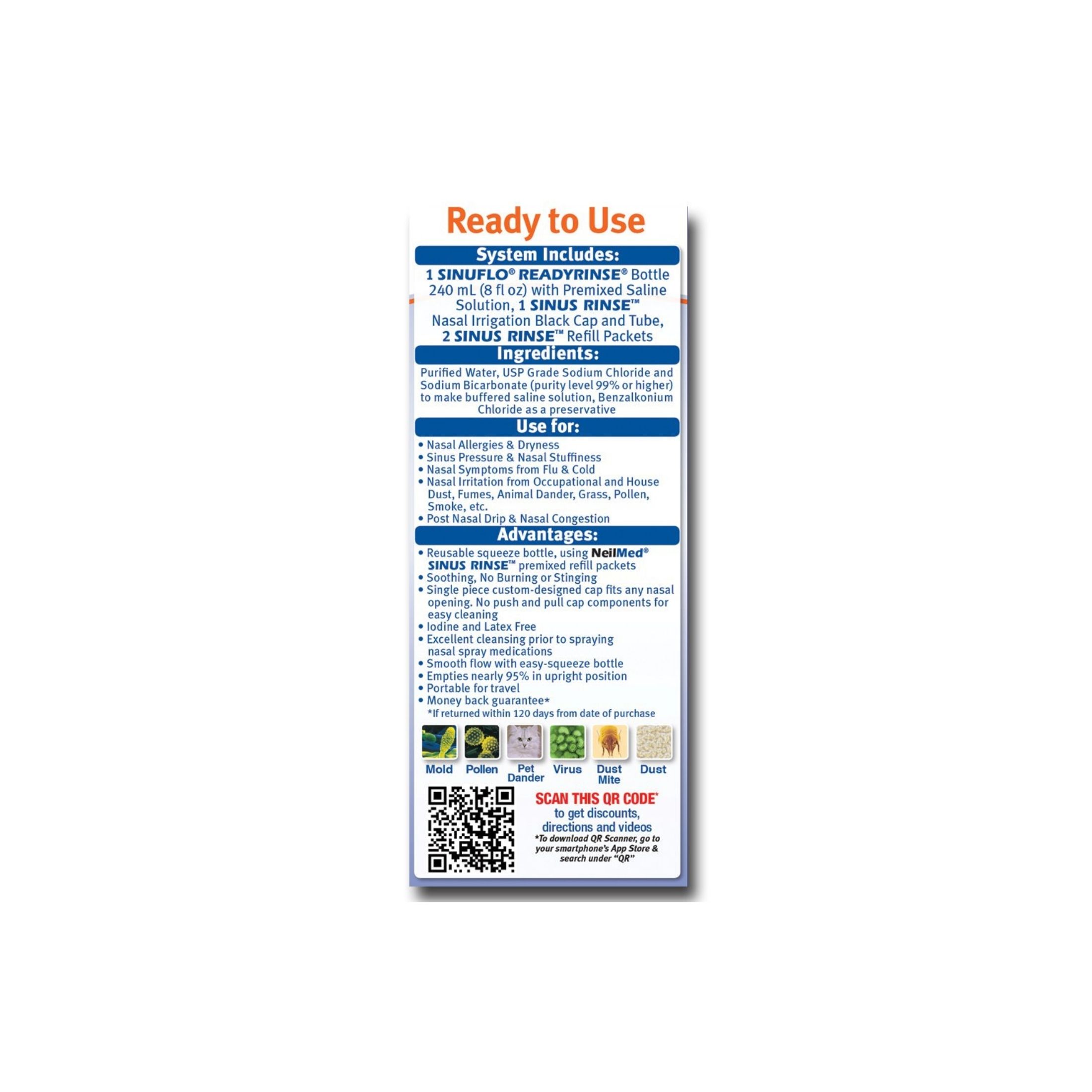 NeilMed Sinuflo Ready Rinse Premixed Nasal Wash Kit