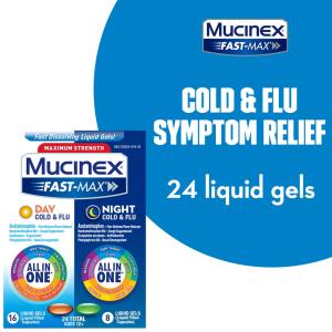 Mucinex Fast Max Severe Cold/Cold & Flu, Day/Night, Maximum Strength, Liquid Gels, Value Pack