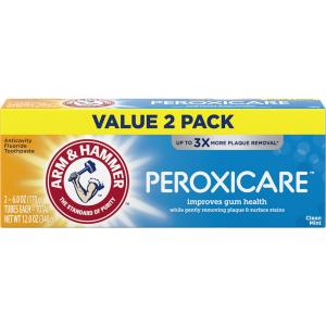 Arm & Hammer PeroxiCare Clean Mint Anticavity Fluoride Toothpaste Value 2 Pack 2 6.0 Oz Packs