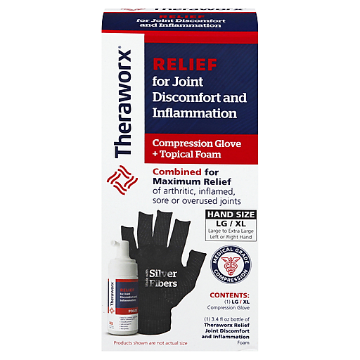 Theraworx Compression Glove + Topical Foam, LG/XL