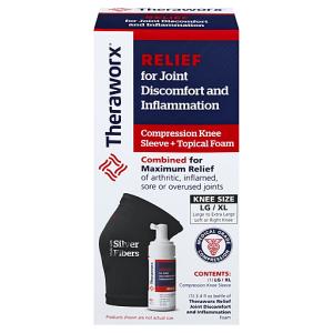 Theraworx Compression Knee Sleeve + Topical Foam, LG/XL