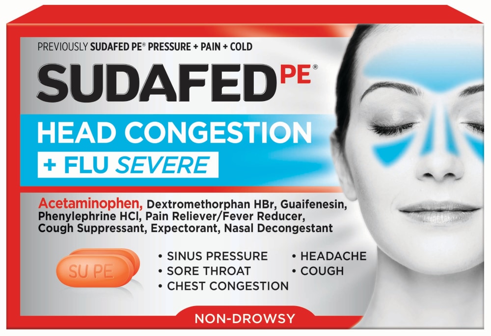Sudafed PE Head Congestion + Flu Severe Tablets For Adults - 24ct