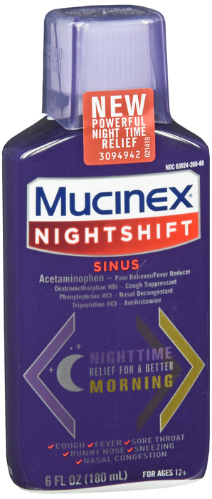 Mucinex Sinus -Max Night Shift Congestion & Cough 6 Oz