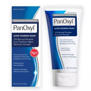 PanOxyl Acne Foaming Wash Benzoyl Peroxide 10 Maximum Strength Antimicrobial, 5.5 Ounce