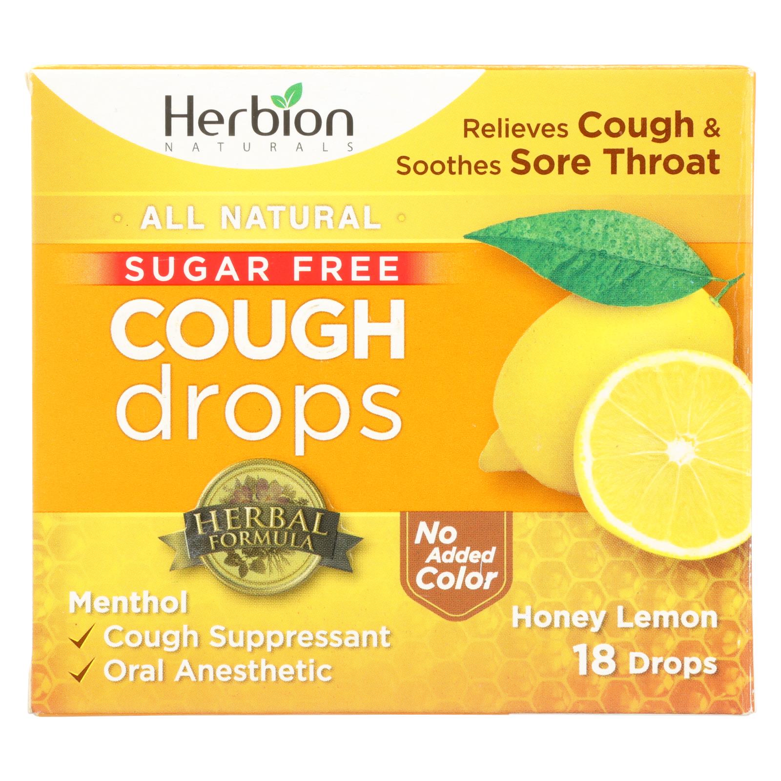 Herbion Naturals Sugar Free Honey Lemon Cough Drops, 1 Each
