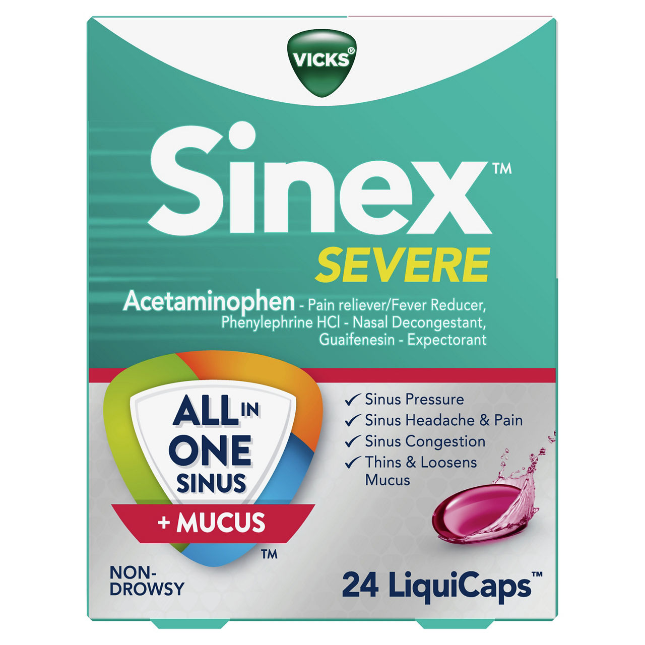 Vicks Sinex Severe Congestion Relief Liquicaps - Acetaminophen - 24ct