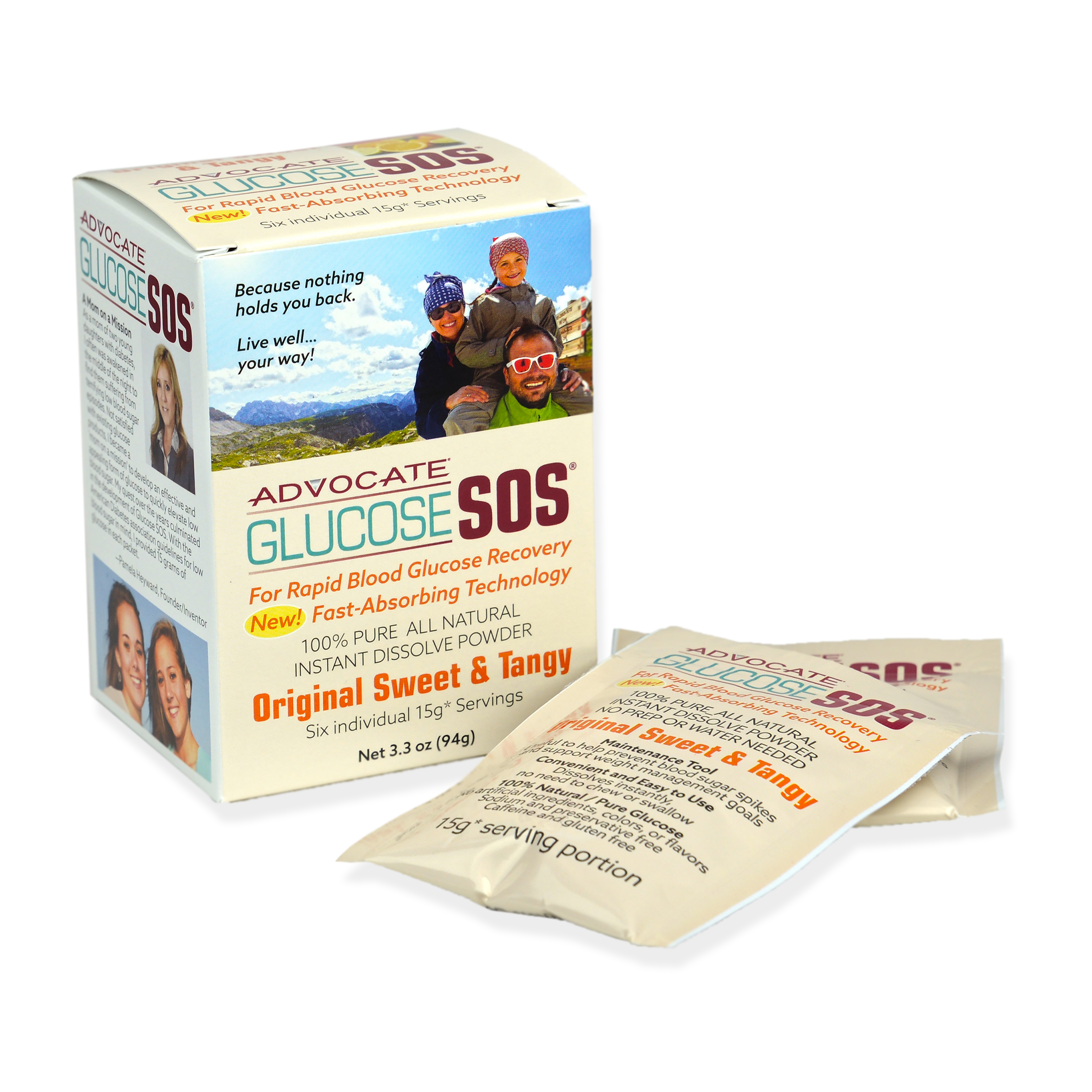 Advocate Glucose SOS Instant Dissolve Powder, Original Sweet & Tangy 3.3 Oz