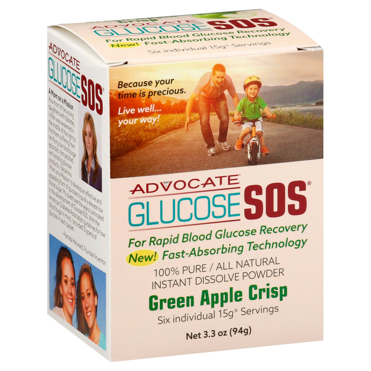 Advocate Glucose, Instant Dissolve Powder, Green Apple Cris