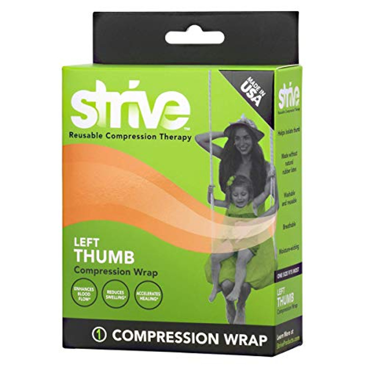 Apothecary Products LLC Strive Elastic Compression Therapy Wrap Muscle Recovery And Joint Pain Relief For Left Thumb
