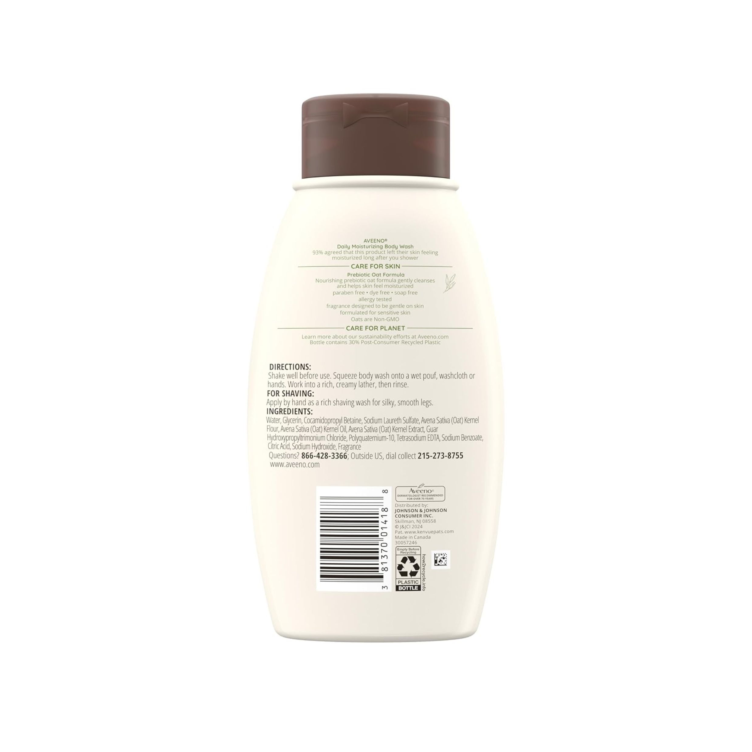Aveeno Body Wash, Lightly Scented, Daily Moisturizing 12 Fl Oz