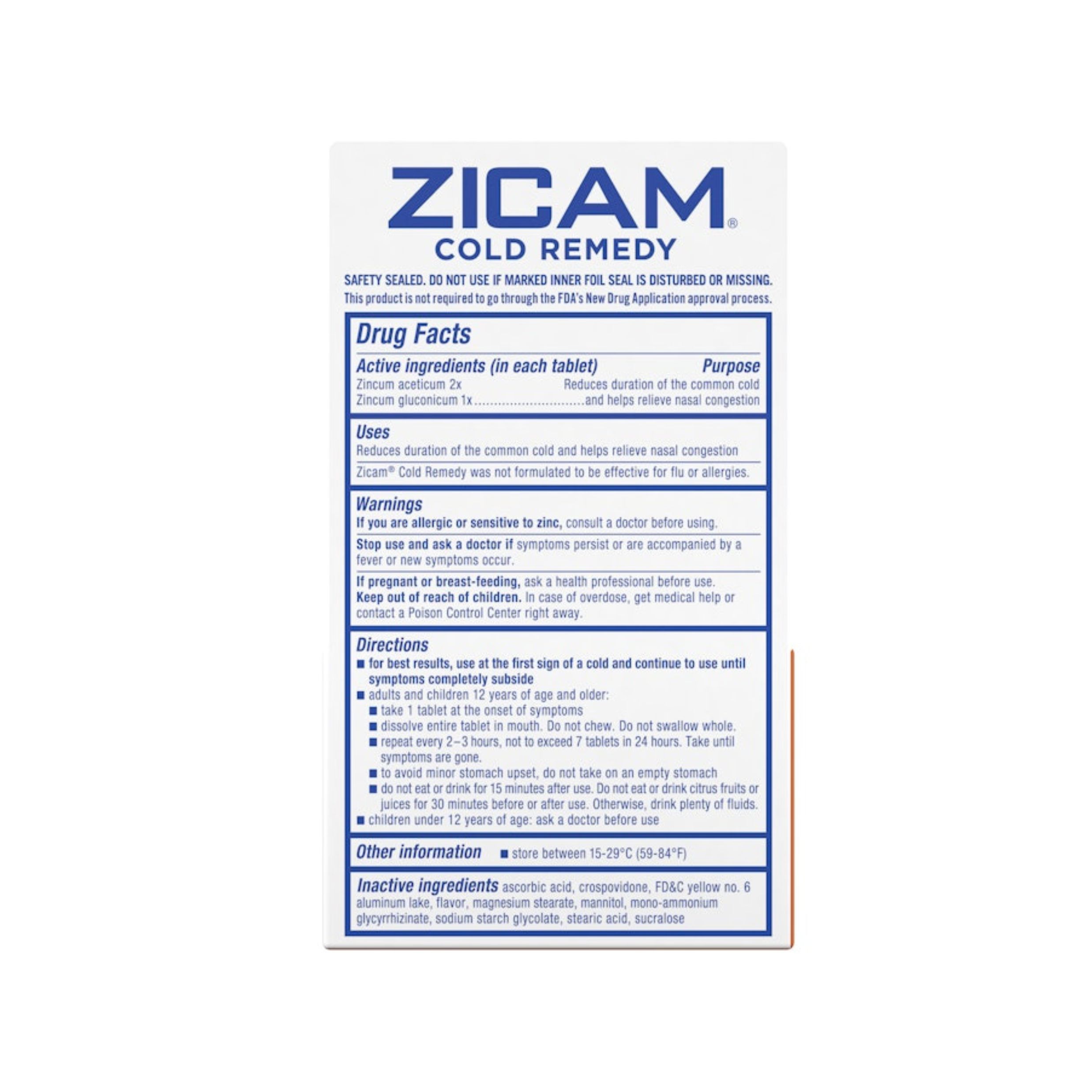 Zicam Zinc Cold Remedy Rapid Melts Quick Dissolve Tablets Citrus Flavor 25ct