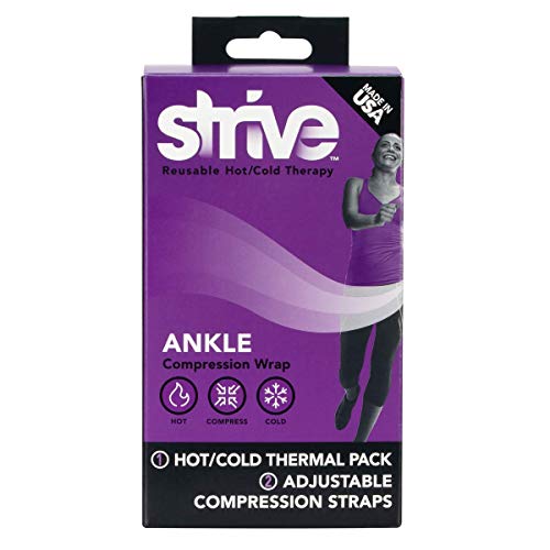 Strive Reusable Hot/Cold Therapy Ankle Compression Wrap Black One Size