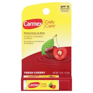 Carmex Daily Care SPF 15 Sunscreen Moisturizing Fresh Cherry Lip Balm 0.15 Oz