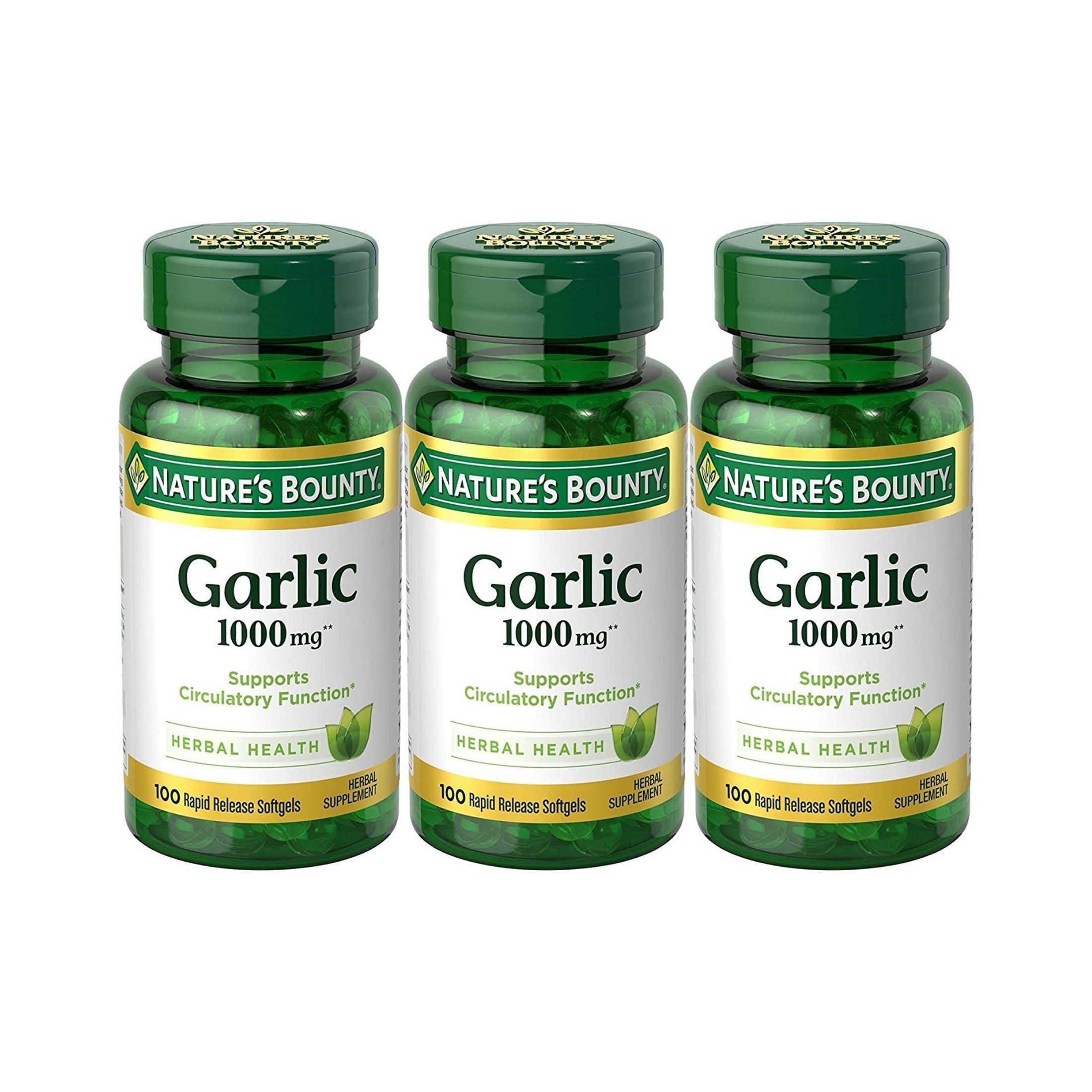 Nature's Bounty Herbal Health Odorless Garlic Extract Rapid Release Softgels, 1000 Mg