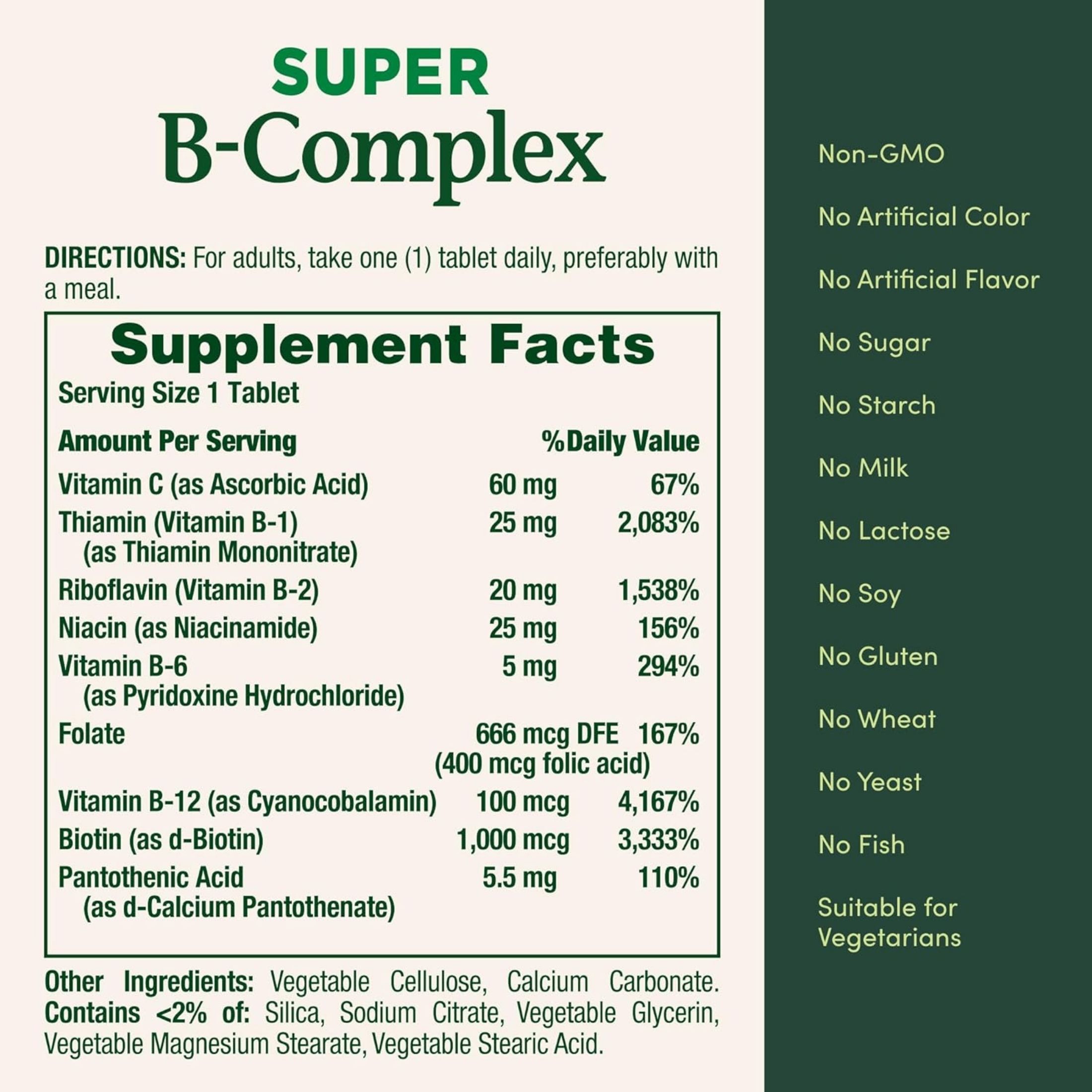Nature's Bounty Super B Complex With Folic Acid Plus Vitamin C Tablets