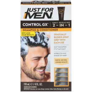 Just For Men Control GX Grey Reducing 2 In 1 Shampoo And Conditioner, 4 Fl Oz