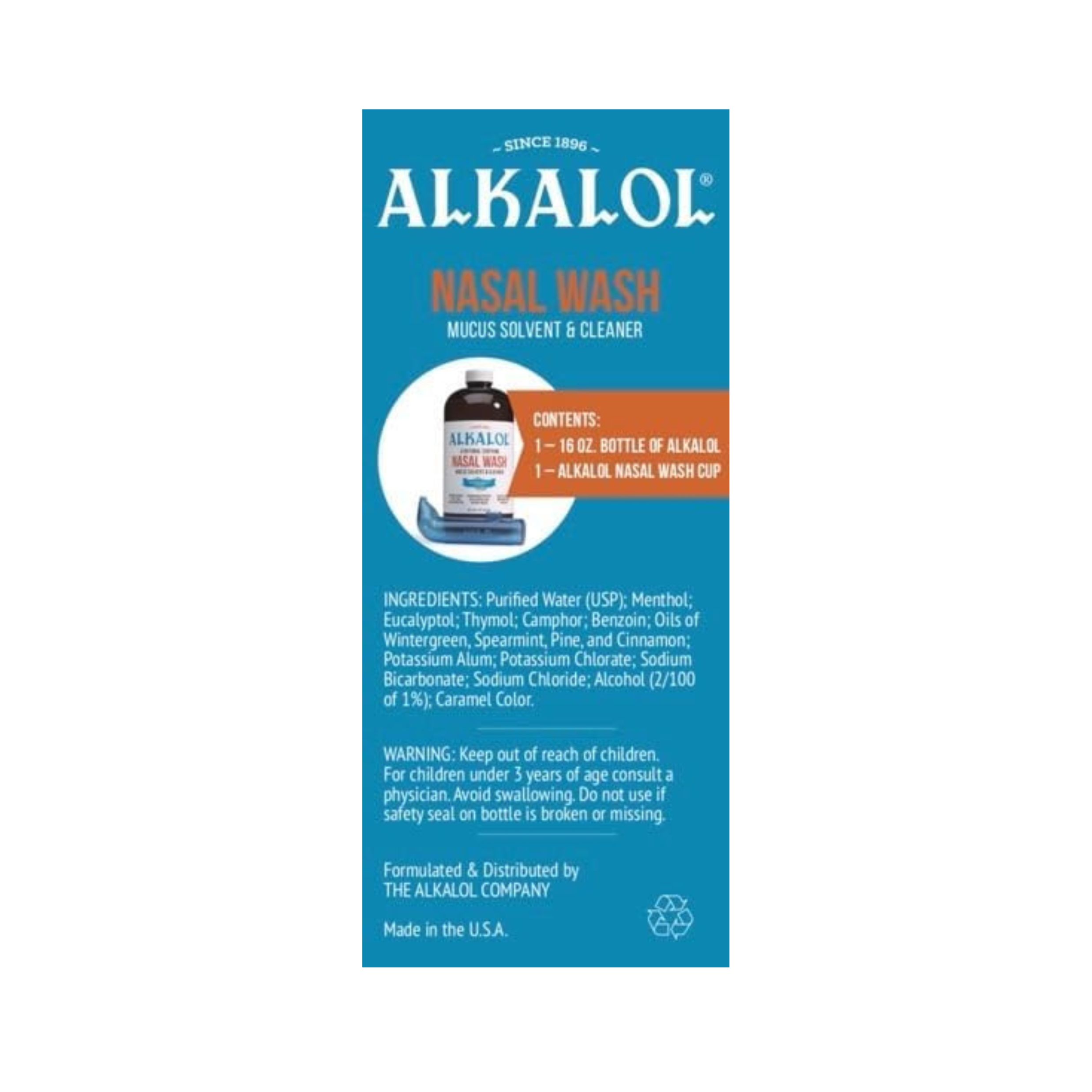 Alkalol Mucus Solvent And Cleaner Nasal Wash, 16 Fl Oz