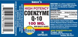 Basic Vitamins Co Enzyme Q10 100 Mg