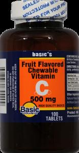 Basic Fruit Flavored Vitamin C Chewable Tablets 500mg