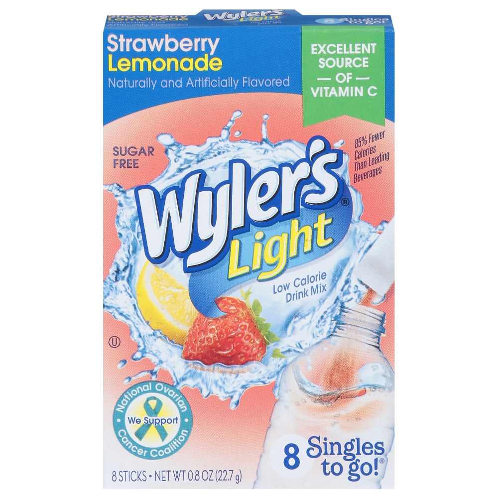 Wyler's Light Singles To Go! Drink Mix, Low Calorie, Strawberry Lemonade