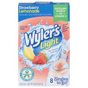 Wyler's Light Singles To Go! Drink Mix, Low Calorie, Strawberry Lemonade