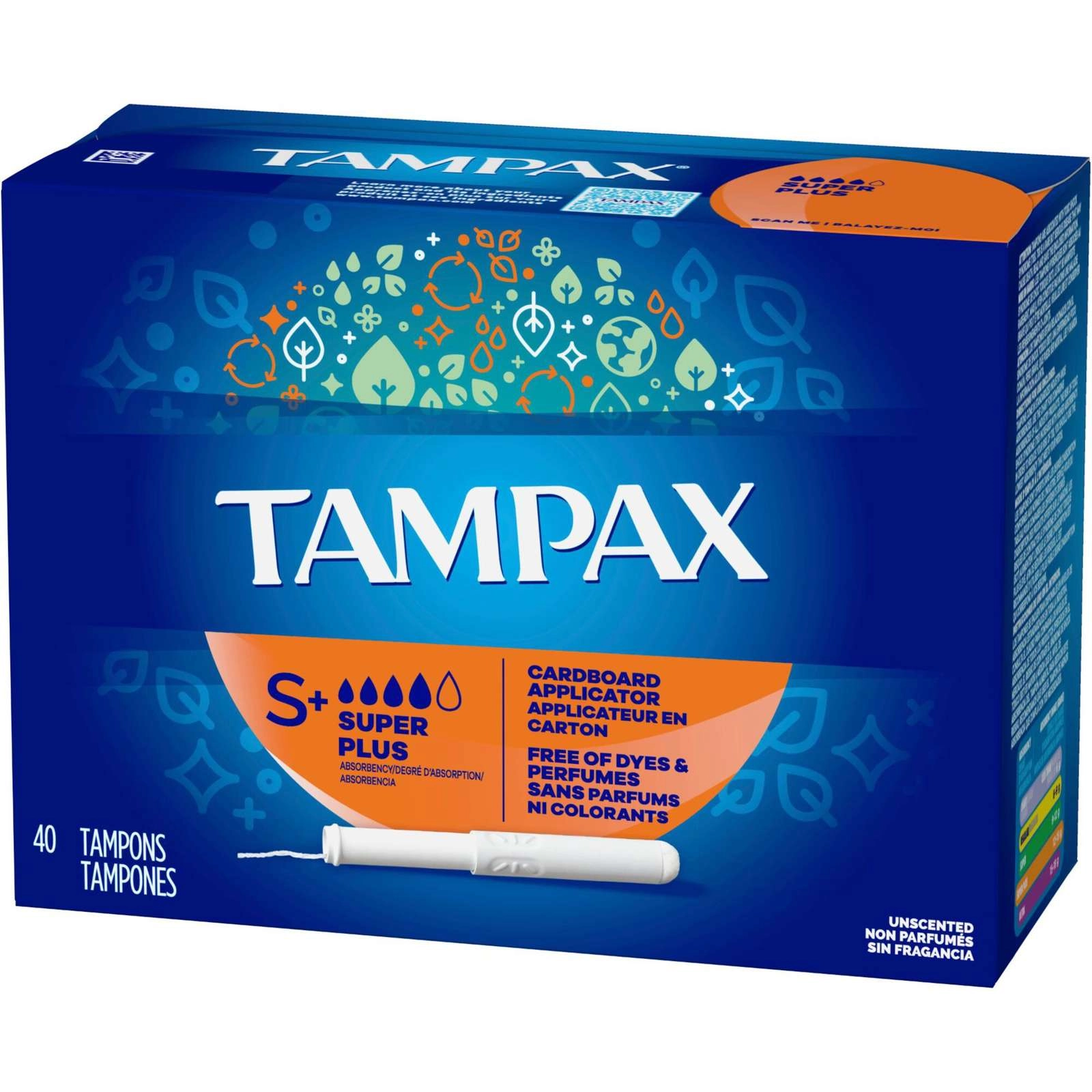 Tampax Tampons, Cardboard Applicator, Super Plus Absorbency, Unscented