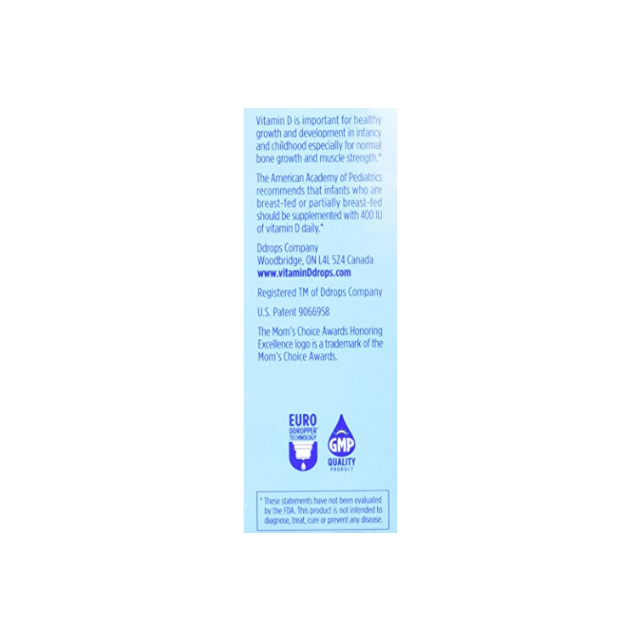 Ddrops Baby Vitamin D 400 IU Organic Liquid Drops - 0.08 Fl Oz