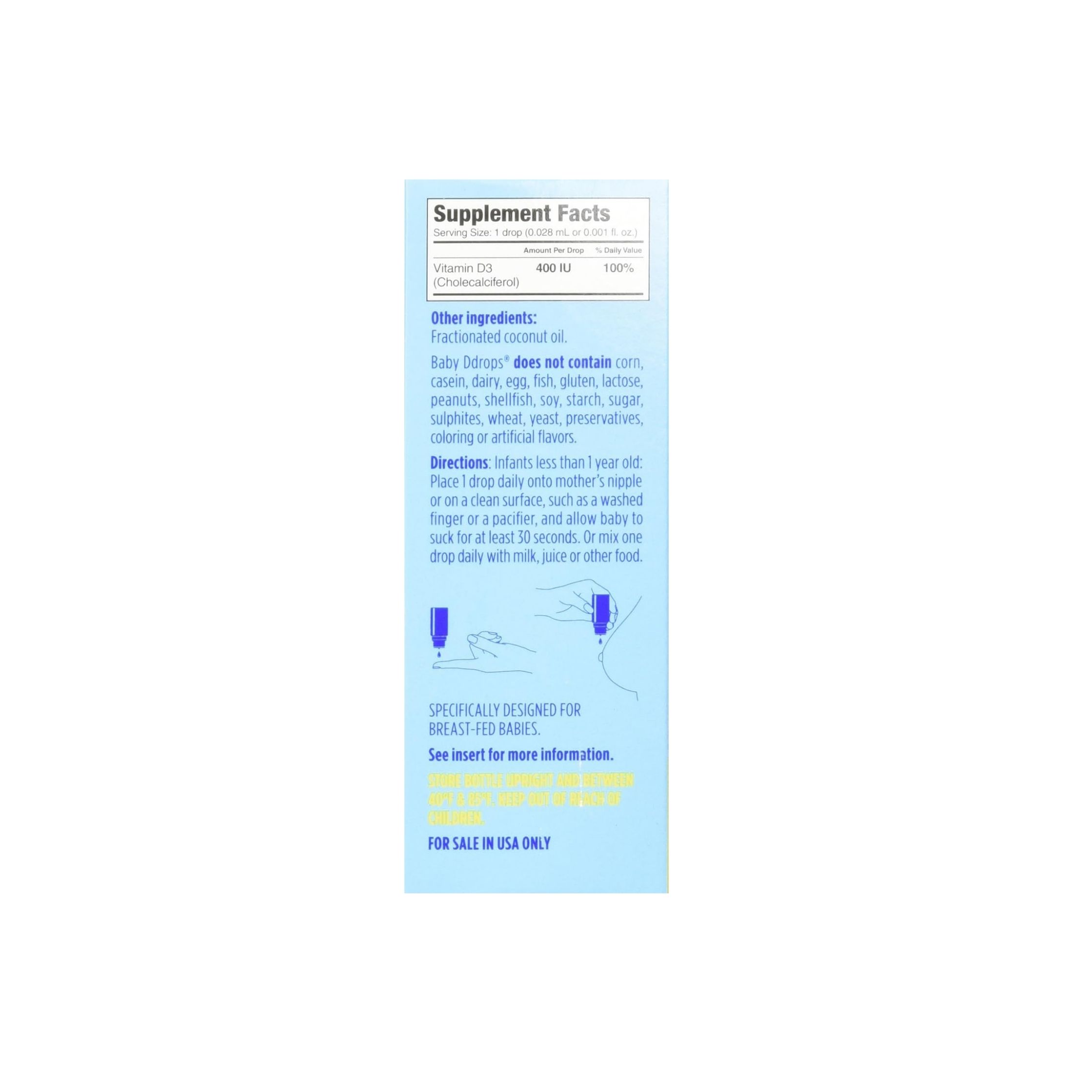 Ddrops Baby Vitamin D 400 IU Organic Liquid Drops - 0.08 Fl Oz