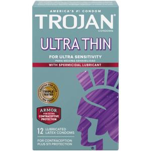 Trojan Condom Sensitivity Ultra Thin Spermicidal Lubricated Condoms