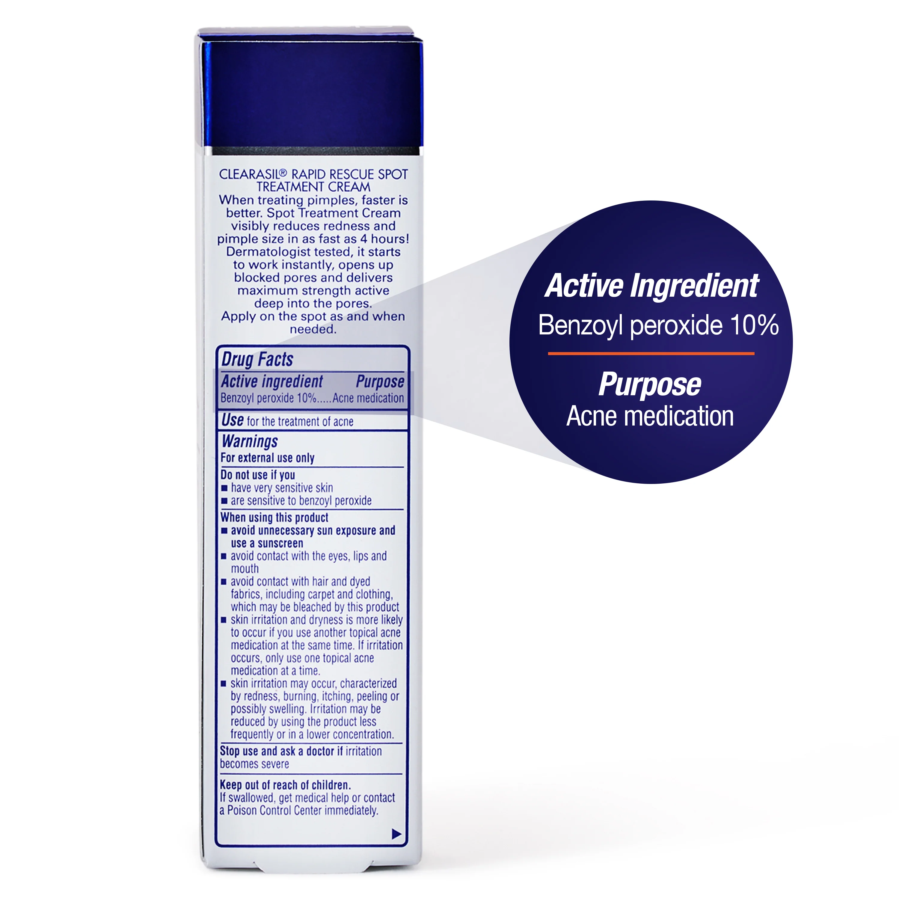 Clearasil Rapid Rescue Acne Spot Treatment Cream, Maximum Strength - 1 Oz
