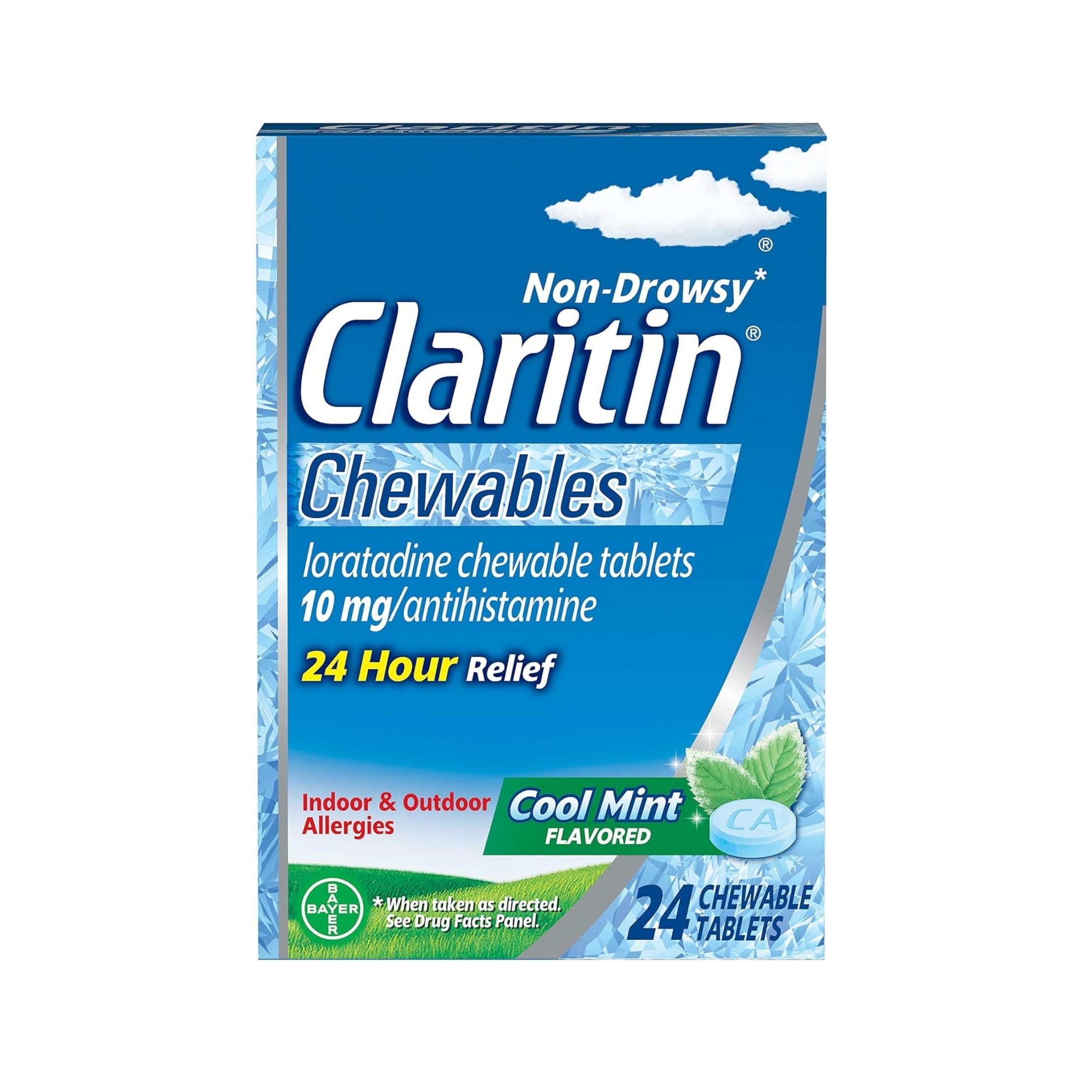 Claritin Non-Drowsy Cool Mint Flavored Loratadine 10 Mg Chewable Tablets 8 Ea Box