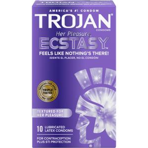 Trojan Her Pleasure Ecstasy Condoms, Latex, Lubricated