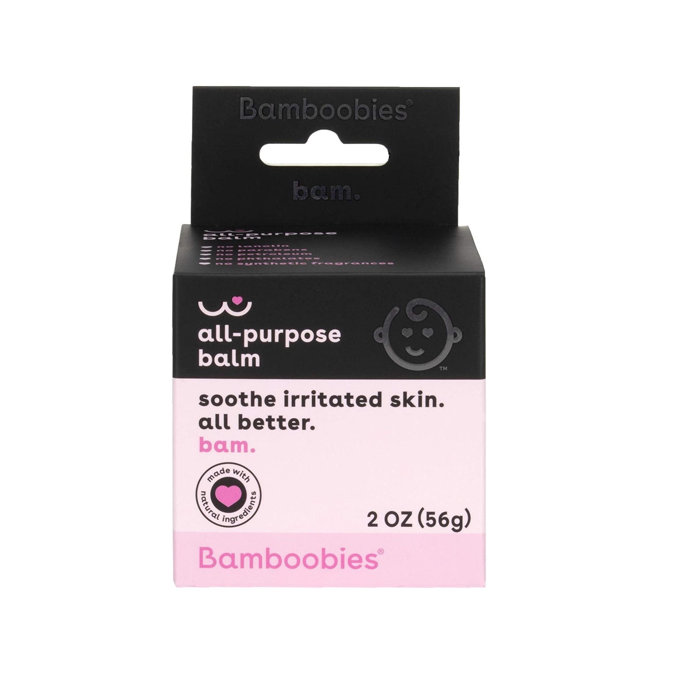Bamboobies Women's All Purpose Balm, White, Organic Cream For Stretching Skin, 2 Oz Jar