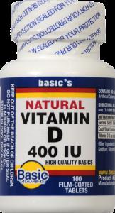 Basic Vitamins Natural Vitamin D3 400 IU Tablets