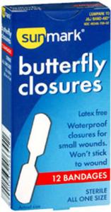 Sunmark Butterfly Closures All One Size 12 Each By Cypress Medical Products