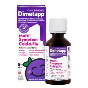 Dimetapp Cold & Flu, Multi Symptom, Children's, Red Grape Flavor, 6+ Yrs 4 Fl Oz