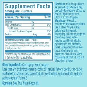 Stressballs De-Stress + Relax, With Ashwagandha For Stress Relief, Ginseng & Lemon Balm Herbal Blend, Non-Drowsy Supplement, 46 Gummies