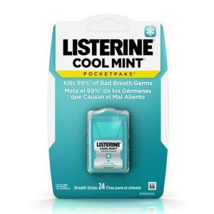 Listerine Cool Mint PocketPaks Fresh Breath Strips, 12 X 24-Strip Pack