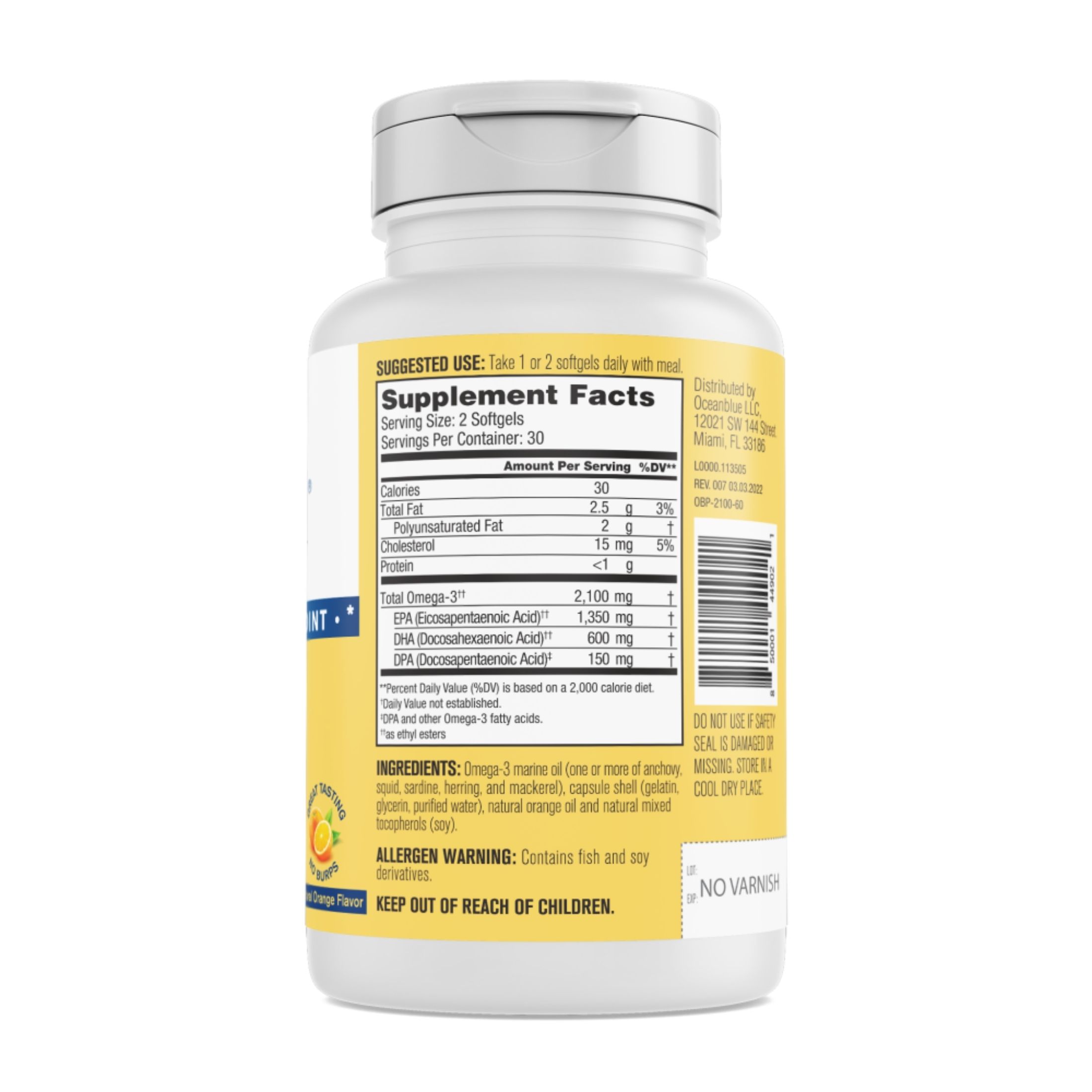 Oceanblue Omega-3, Softgels, Natural Orange Flavor