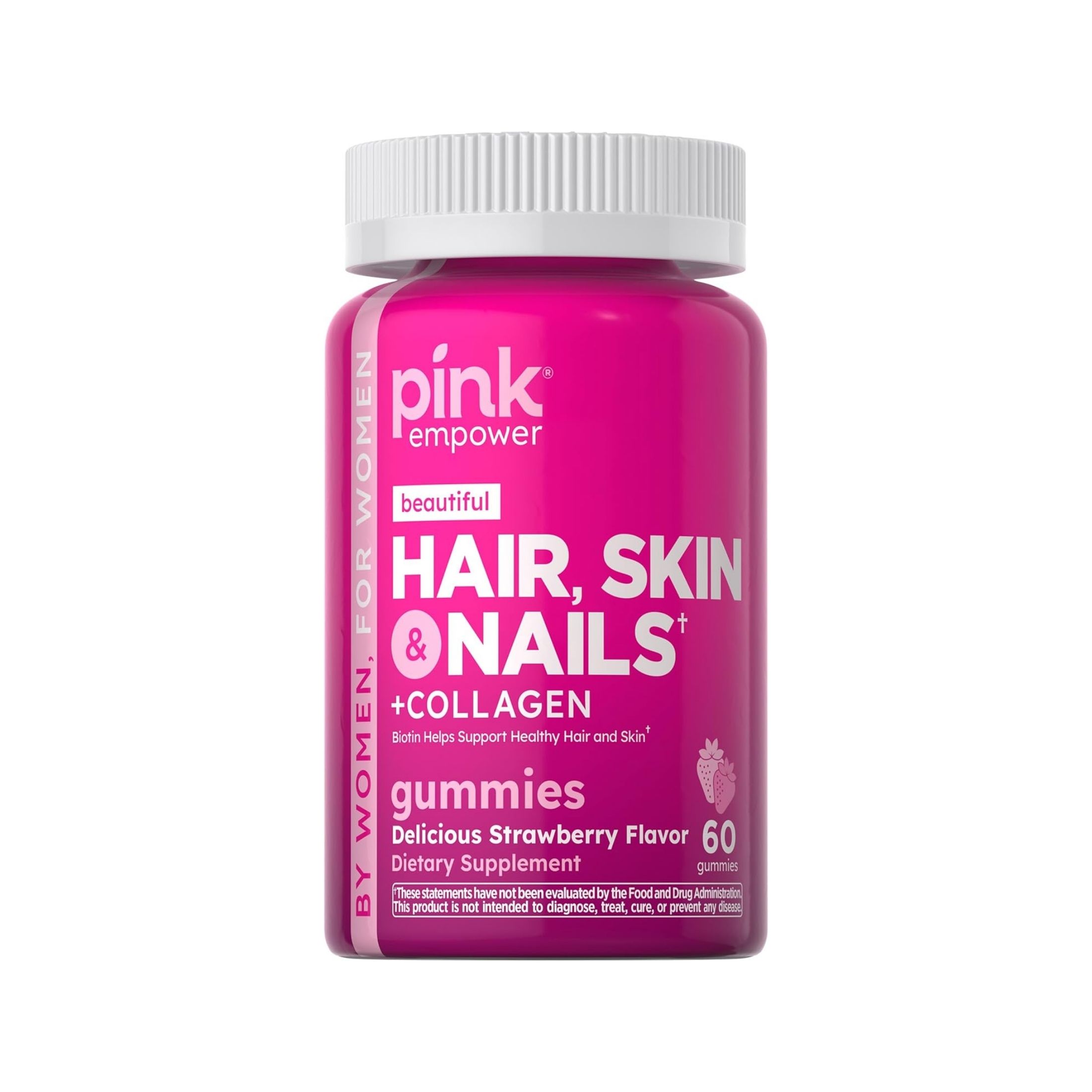 Pink Beautiful Hair Skin & Nails + Collagen Gummies - Strawberry