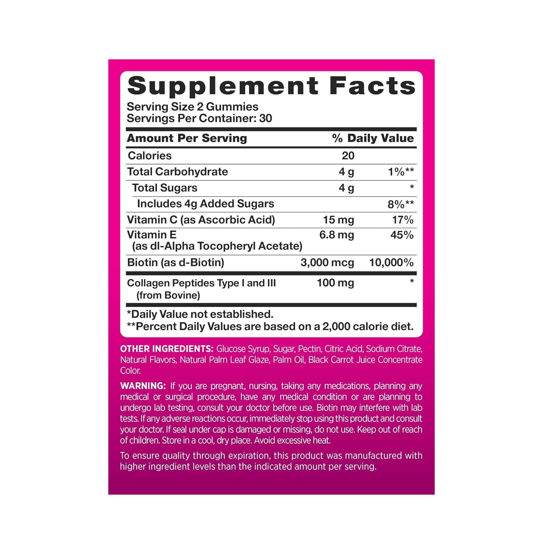 Pink Beautiful Hair Skin & Nails + Collagen Gummies - Strawberry