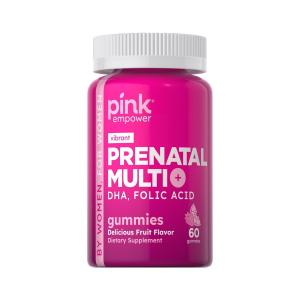 Pink Vitamins Vibrant Prenatal Multivitamin + DHA Gummies - Natural Berry - 60ct