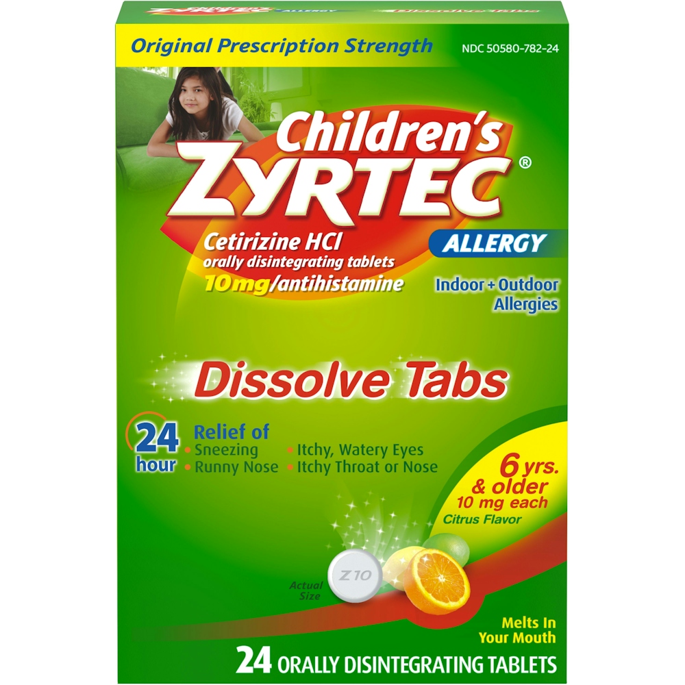 Zyrtec Children's 24 Hour Allergy Relief Dissolve Tabs Cetirizine HCl Citrus Flavor